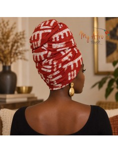 Foulard africain batik rouge et blanc | My Afro Touch 2