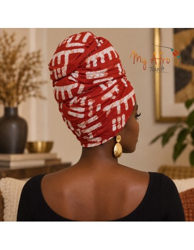 Foulard africain batik rouge et blanc | My Afro Touch
