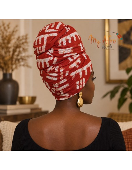 Foulard africain batik rouge et blanc | My Afro Touch