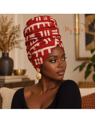 Foulard africain batik rouge et blanc | My Afro Touch