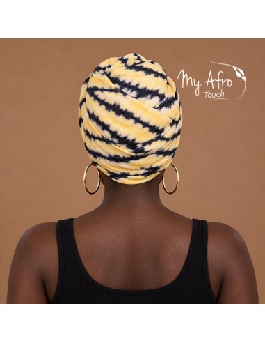 Foulard africain jaune et indigo | My Afro Touch