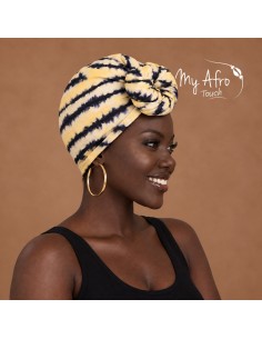 Foulard africain jaune et indigo | My Afro Touch 2