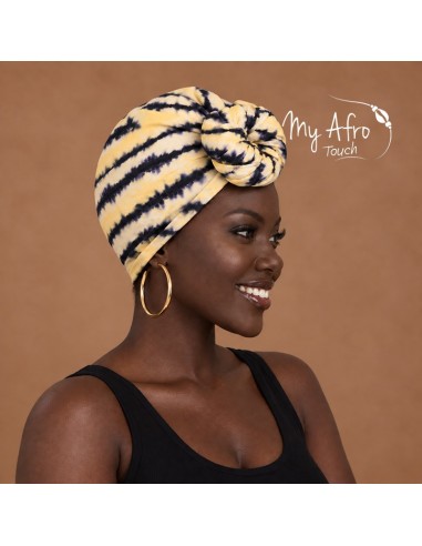 Foulard africain jaune et indigo | My Afro Touch
