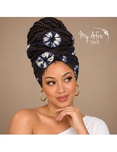 Foulard africain indigo et écru | My Afro Touch