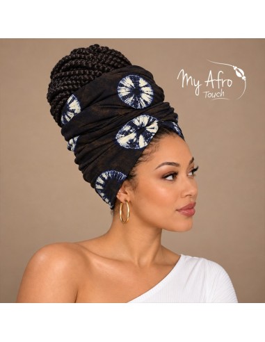 Foulard africain indigo et écru | My Afro Touch