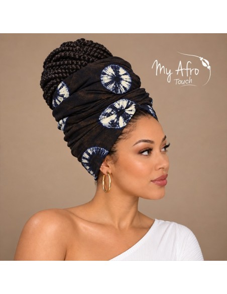 Foulard africain indigo et écru | My Afro Touch