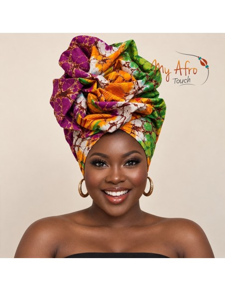 Foulard africain batik craquelé multicolore | My Afro Touch