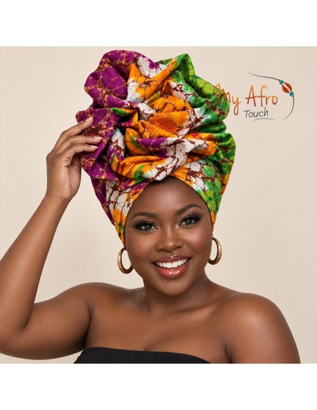 Foulard africain batik craquelé multicolore | My Afro Touch