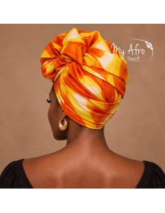 Foulard africain batik orange et jaune | My Afro Touch 2