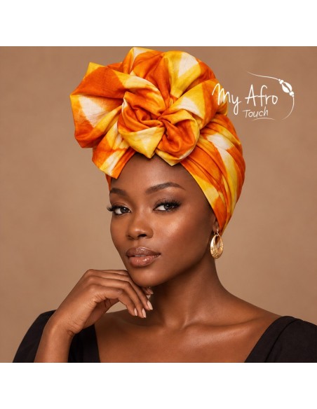 Foulard africain batik orange et jaune | My Afro Touch