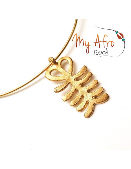 Collier torque tour de cou avec pendentif Aya adinkra en bronze