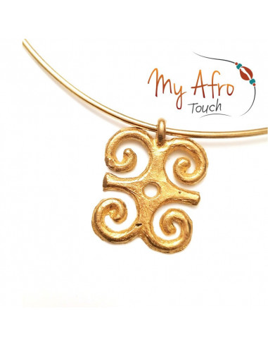 Collier torque tour de cou avec pendentif Swennimmen adinkra en bronze