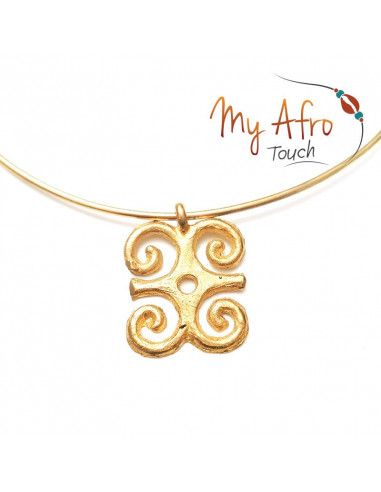 Collier torque tour de cou avec pendentif Swennimmen adinkra en bronze